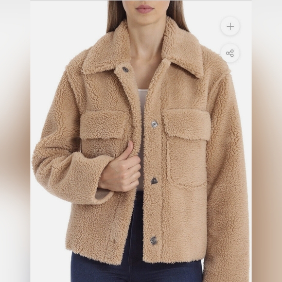  AVEC LES FILLES TOAST TEDDY FAUX FUR TRUCKER COAT SZ XS - Picture 8 of 9